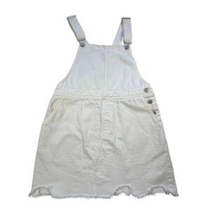Envy White Denim Overall Skirt Womens Small Pinafore Dress Mini Festival Boho